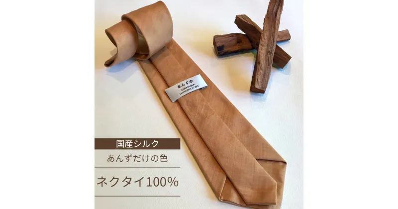 【ふるさと納税】 あんず染め ネクタイ 100％国産シルク ｜ あんず 杏 シルク 工芸品 特産品 千曲市 長野県