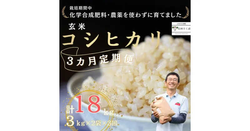 【ふるさと納税】定期便　玄米18キロ　炊きあがりのつやと香りが良く、うま味も強い　コシヒカリ　佐久穂とさや農園〔ST-B3-2-T3〕6キロ　3カ月　計18キロ