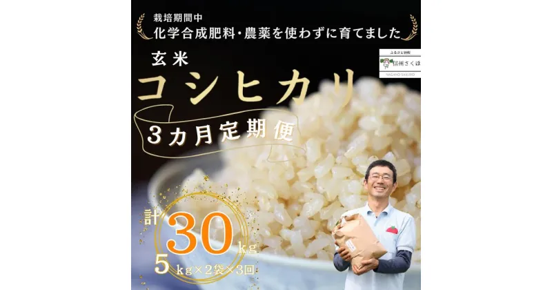 【ふるさと納税】定期便　玄米30キロ　炊きあがりのつやと香りが良く、うま味も強い　コシヒカリ　佐久穂とさや農園〔ST-B5-2-T3〕5キロ×2袋　3カ月　計30キロ